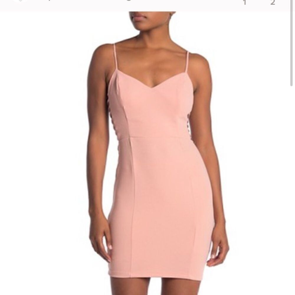 Medium Blush Caged V-Neck Mini Dress